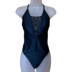 Xhilaration black one piece crochet front swimsuit